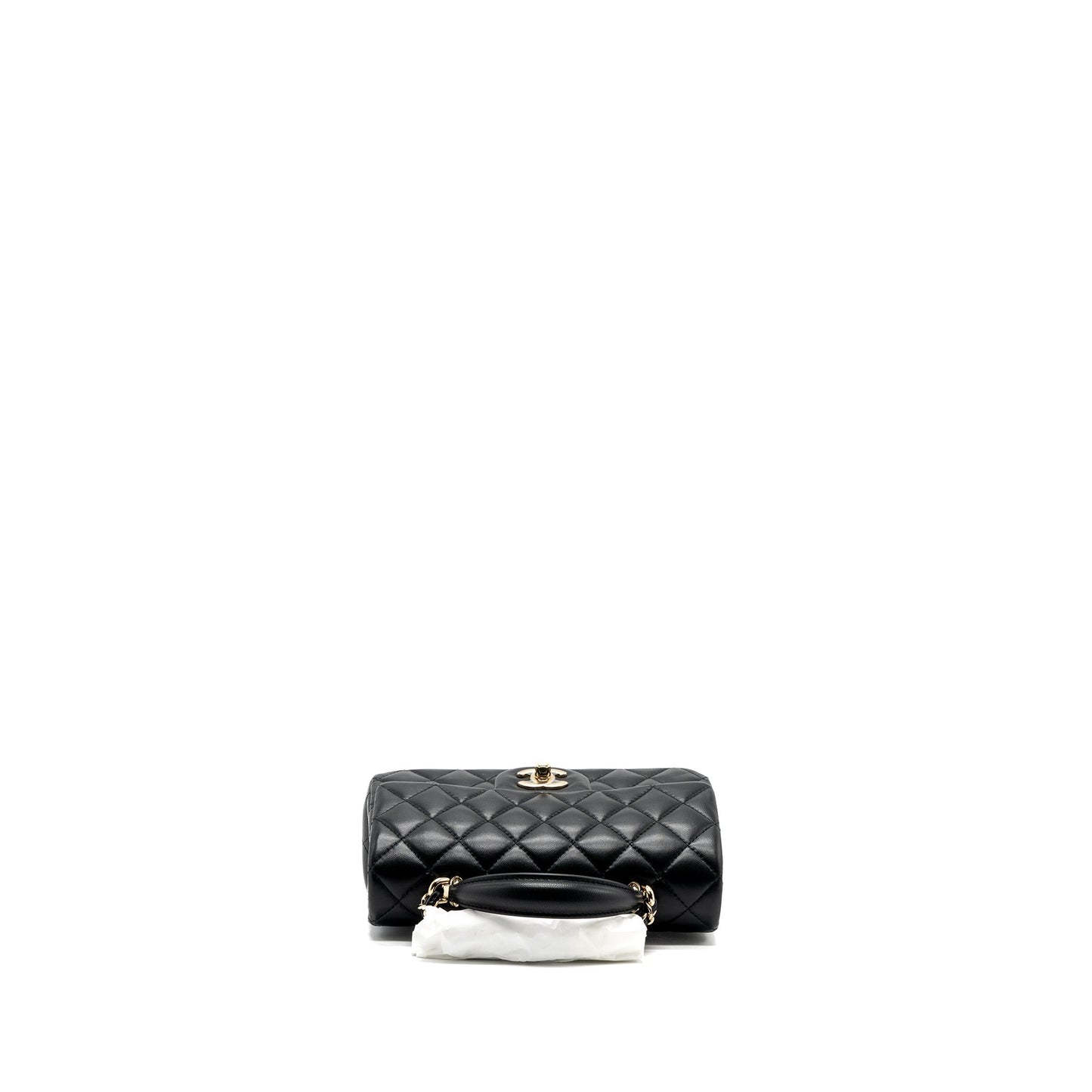 Chanel top handle mini Rectangular flap bag lambskin black L (Microchip )