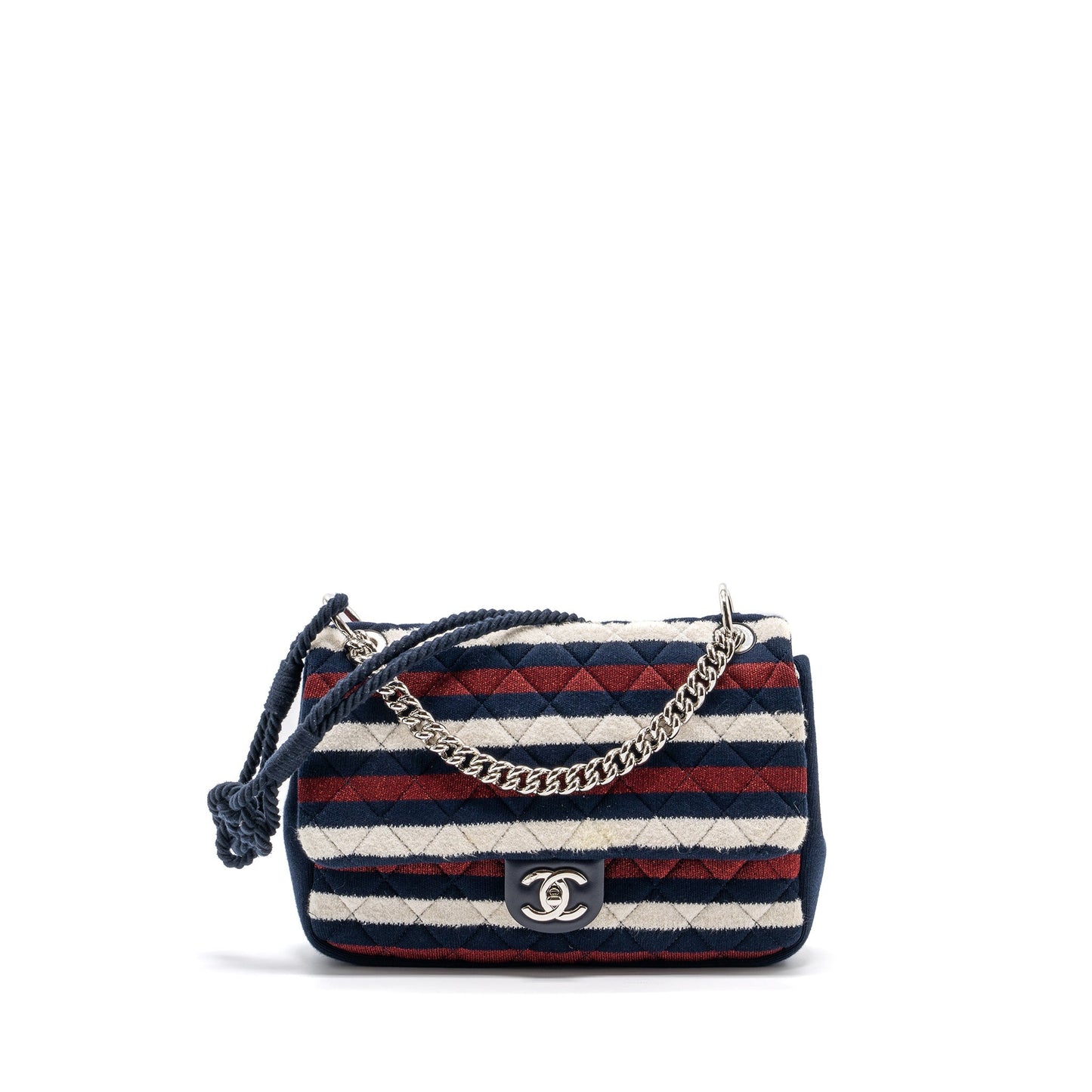 Chanel quilted flap bag fabric multicolour blue / red / white