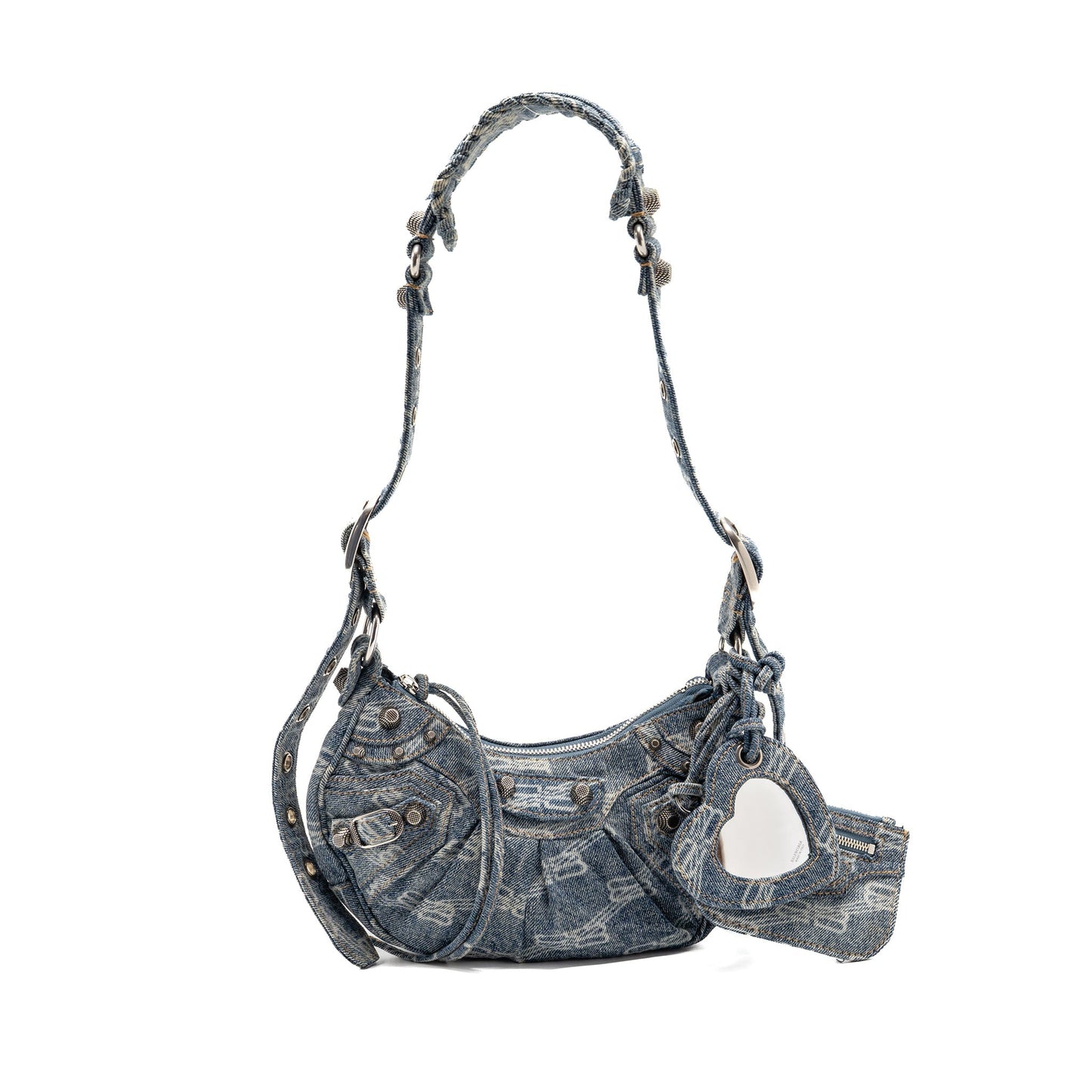 Balenciaga Le Cagole Mini Purse Monogram Denim Light Blue
