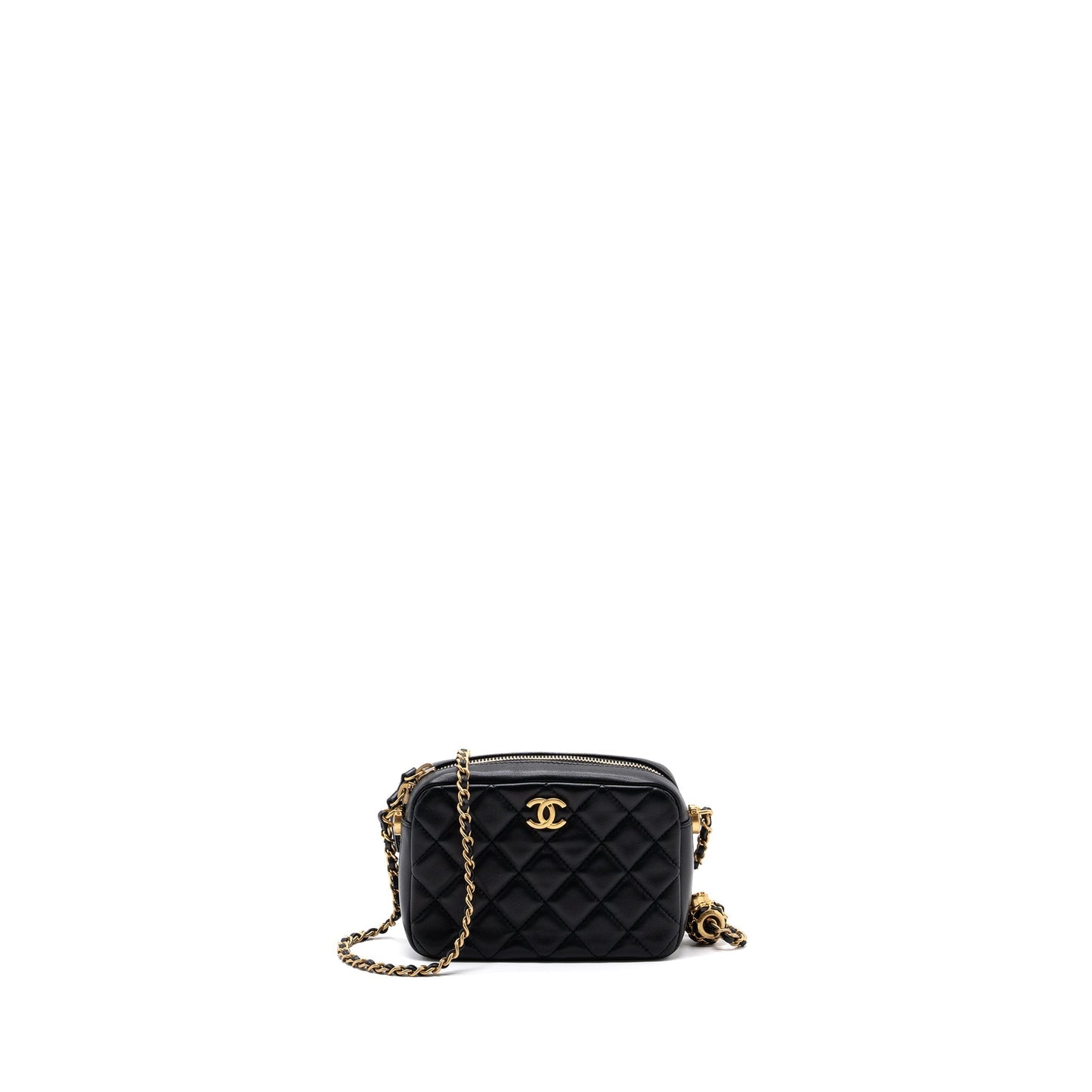Chanel pearl crush camera bag lambskin black  (microchip)