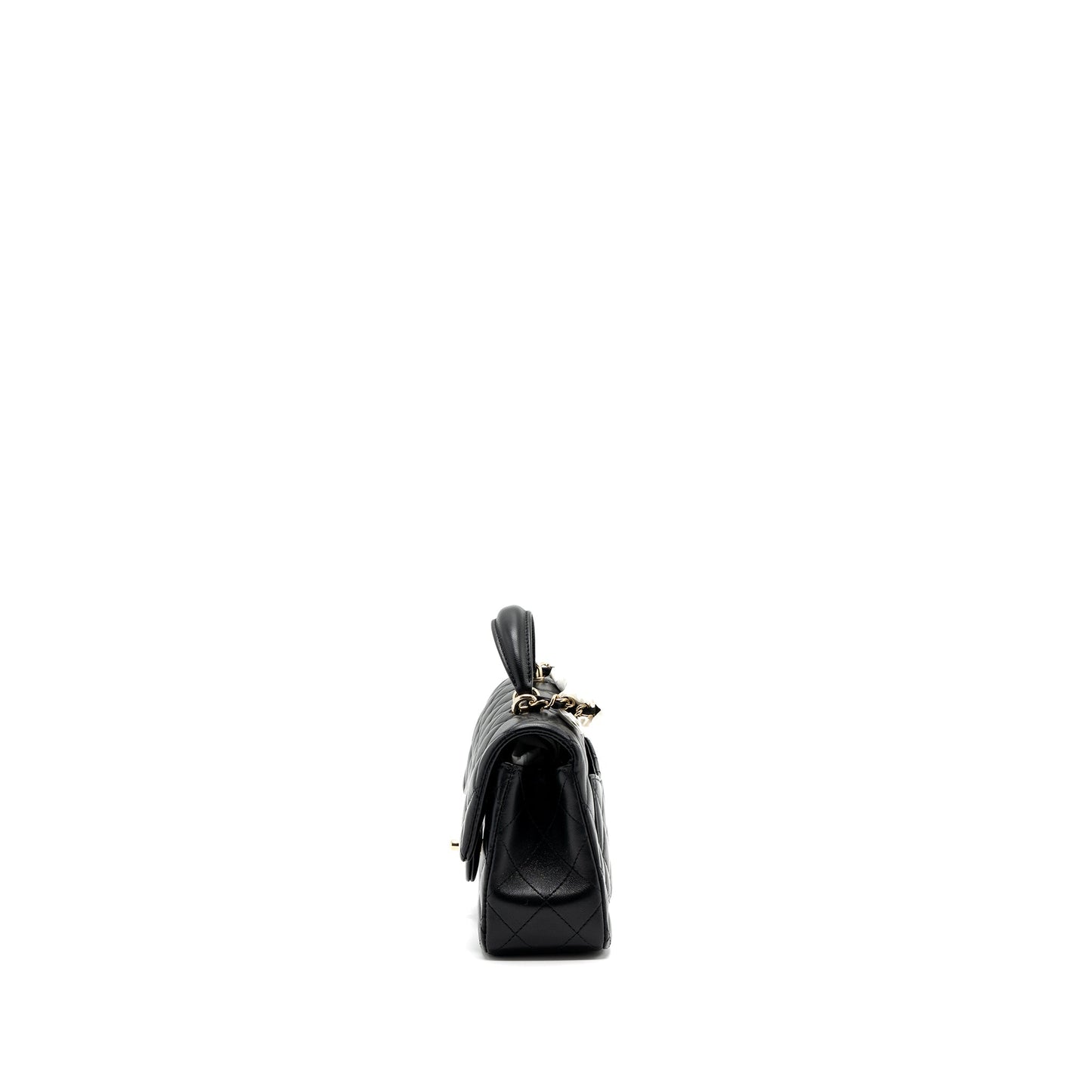 Chanel top handle mini Rectangular flap bag lambskin black L (Microchip )