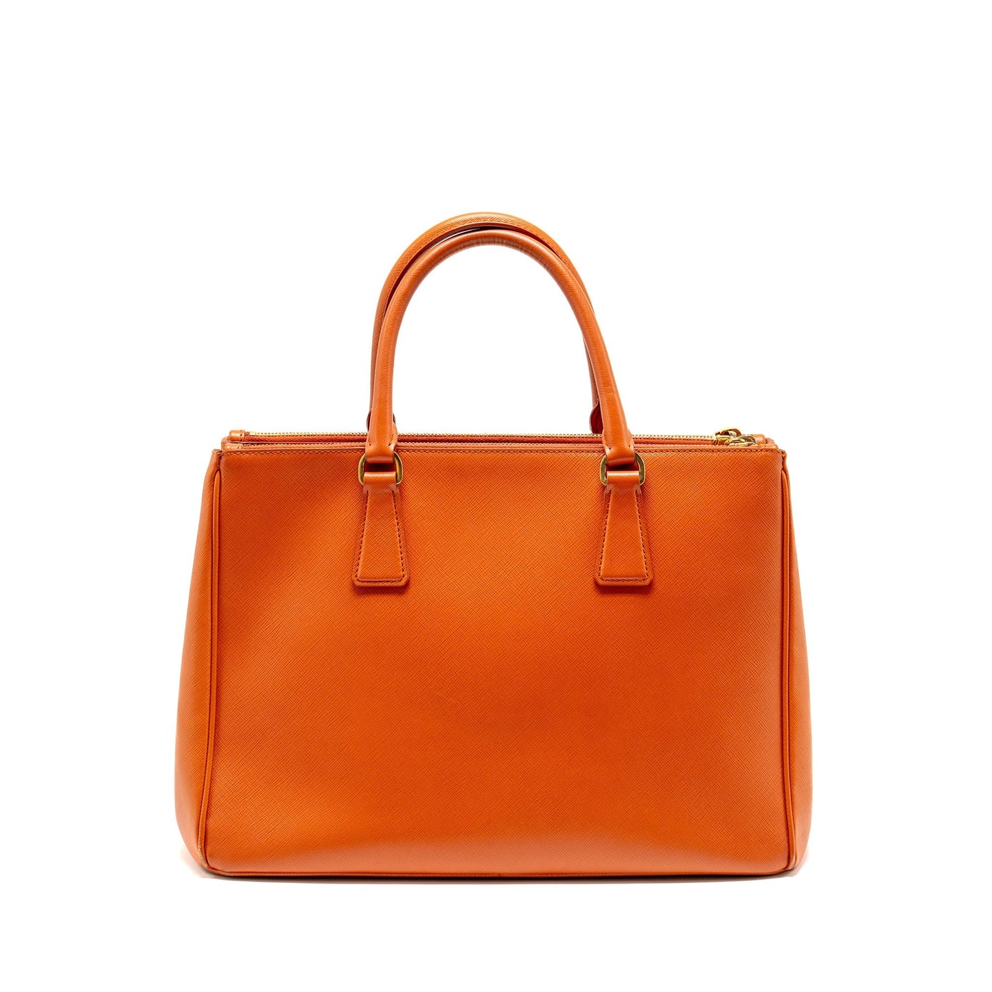 PRADA Large Saffiano Tote Purse Leather Orange