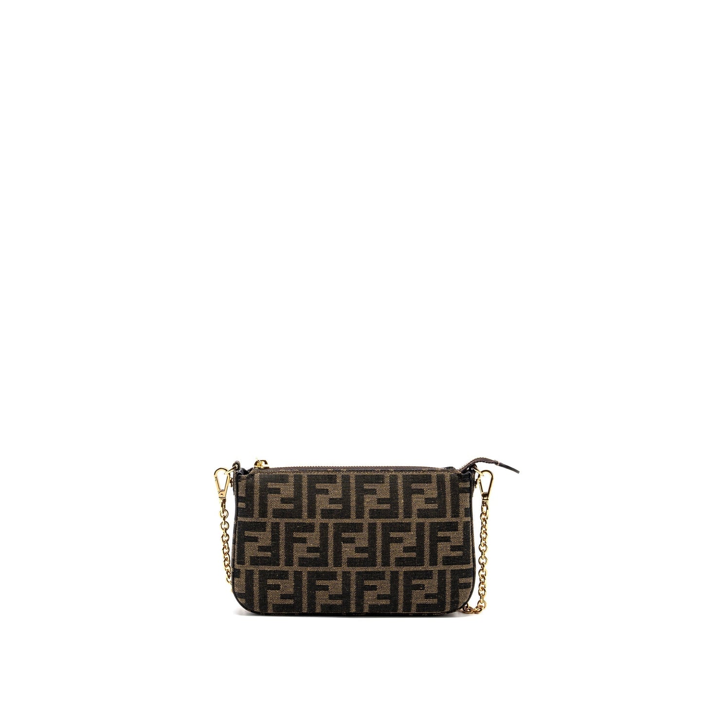 Fendi Baguette Pouch Brown Jacquard Fabric