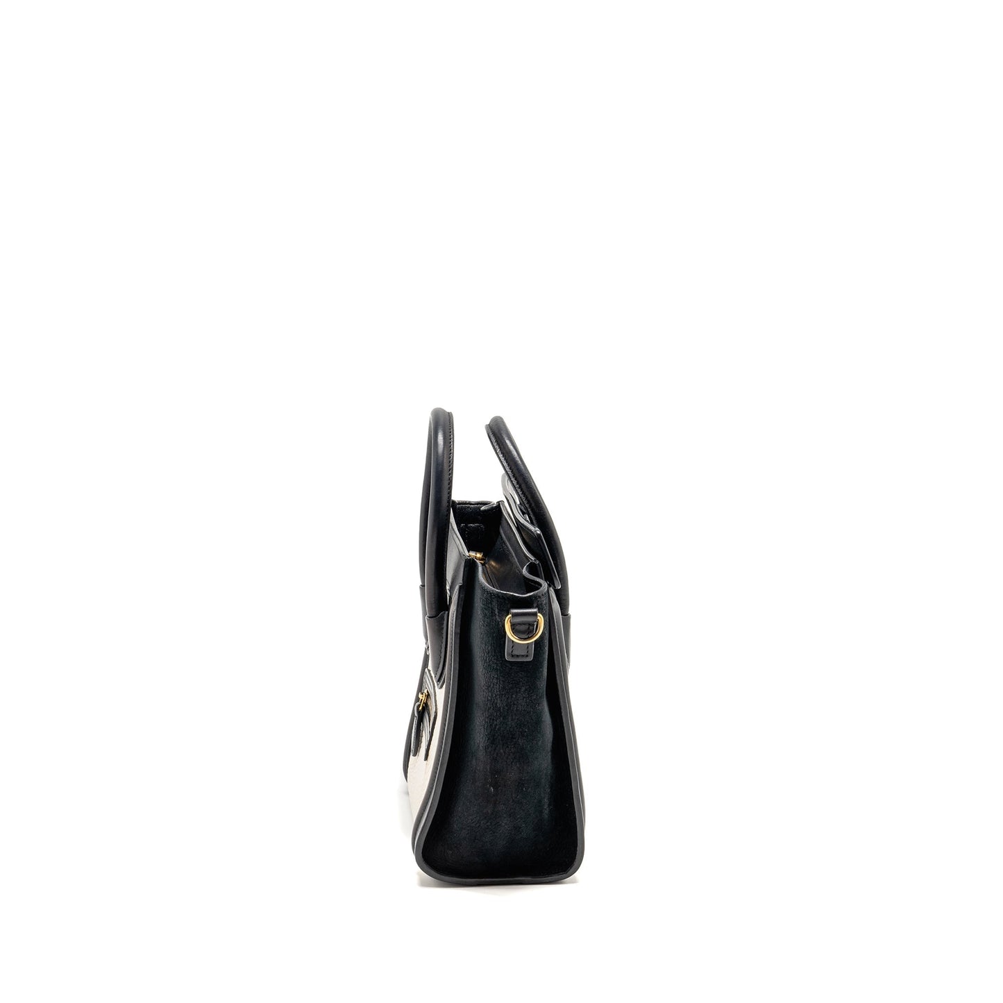 Luxury CELINE Nano Luggage bag calfskin black / white GHW