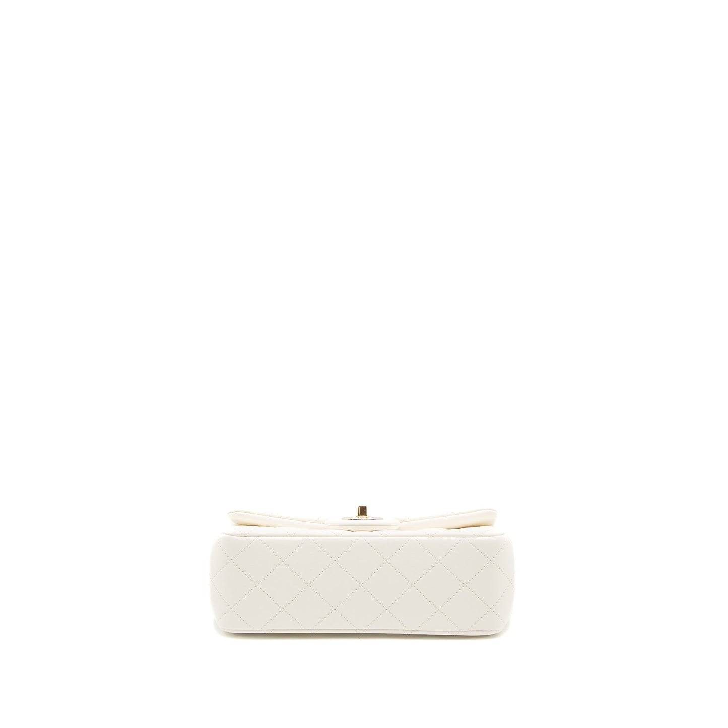 Chanel 23C Pearl Crush Mini Rectangular Flap Bag Lambskin White L (Microchip)