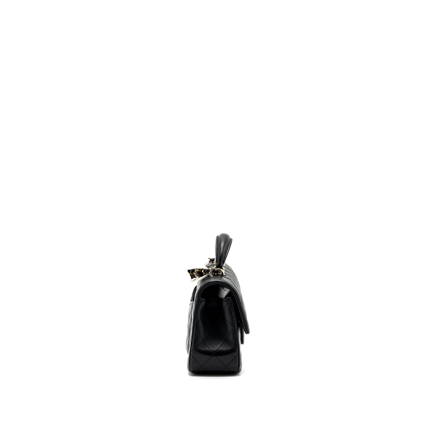 Chanel top handle mini Rectangular flap bag lambskin black L (Microchip )