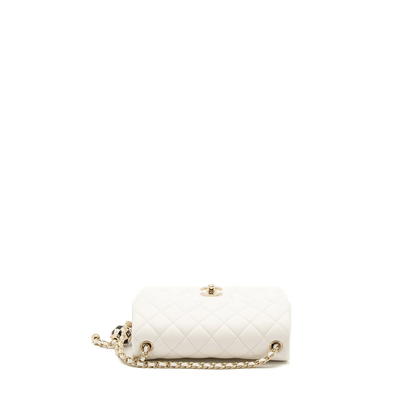 Chanel 23C Pearl Crush Mini Rectangular Flap Bag Lambskin White L (Microchip)