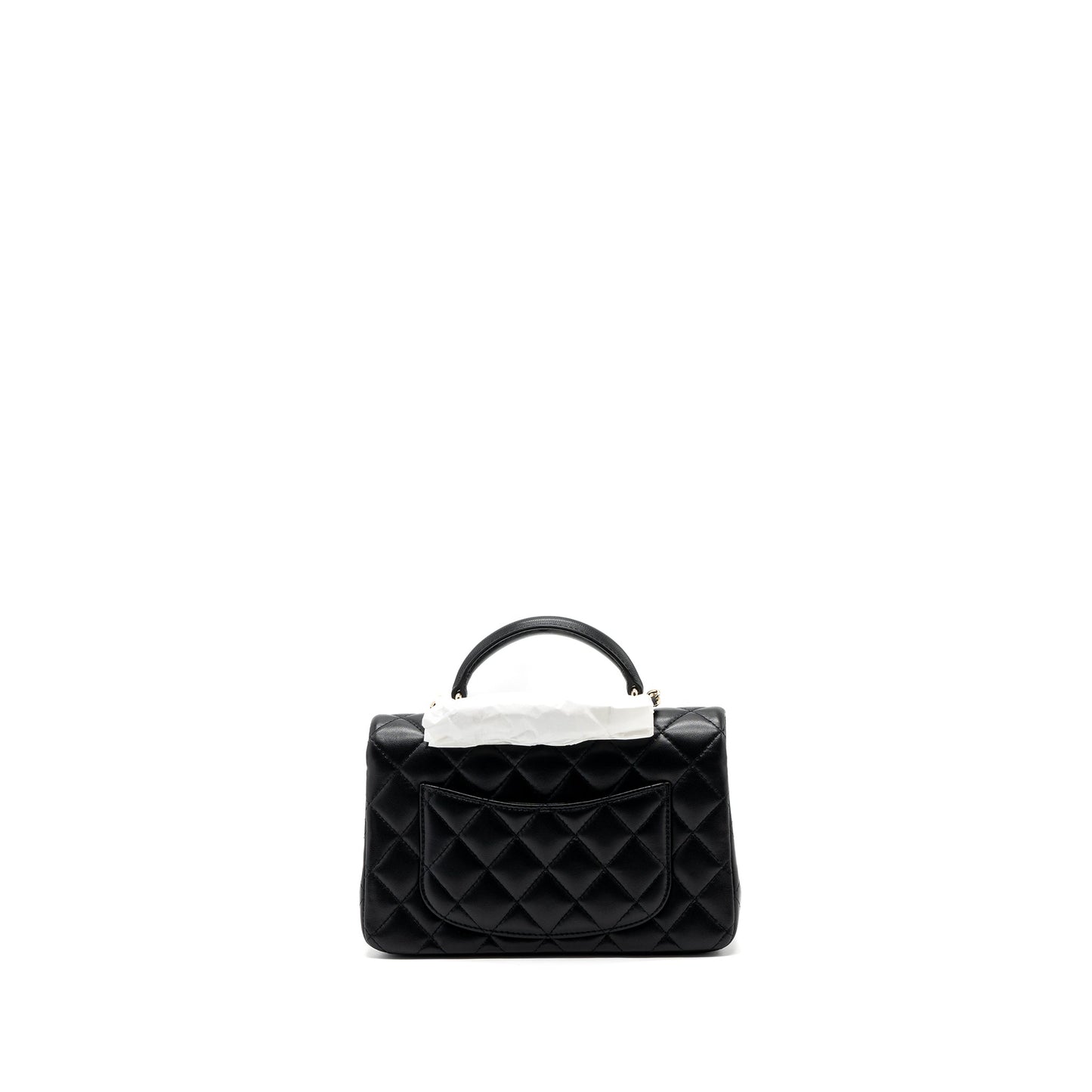 Chanel top handle mini Rectangular flap bag lambskin black L (Microchip )