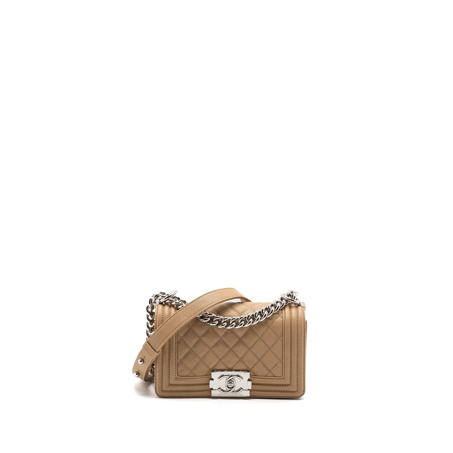 Chanel Small Boy Bag Caviar Light Beige
