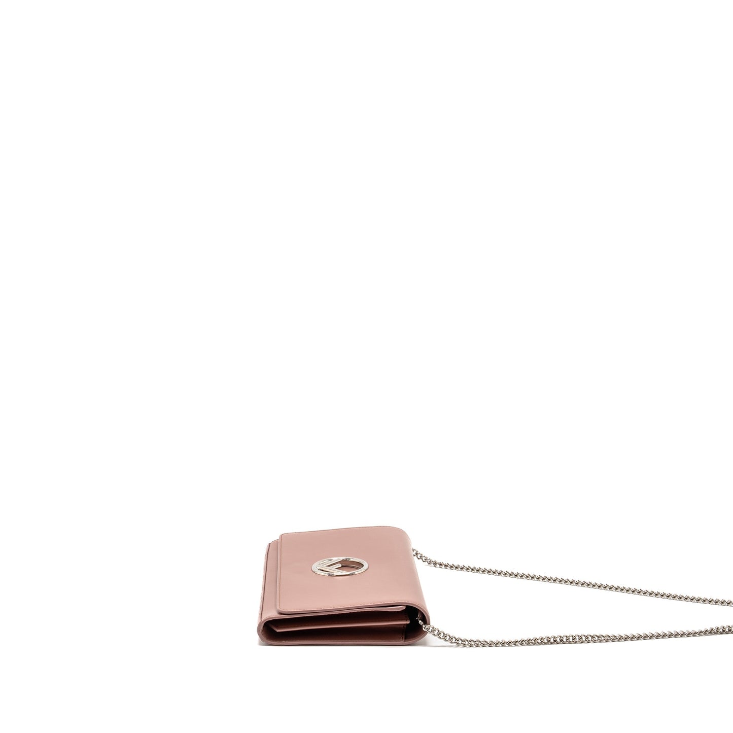 Fendi Logo Crossbody Purse Calfskin Light Pink