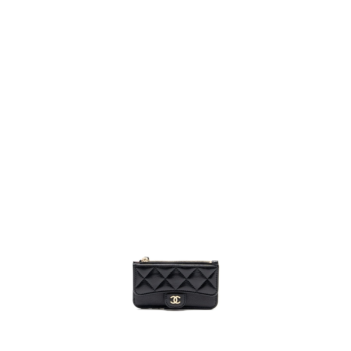 Chanel Flap with Zip Card Holder Caviar Black L (Microchip)