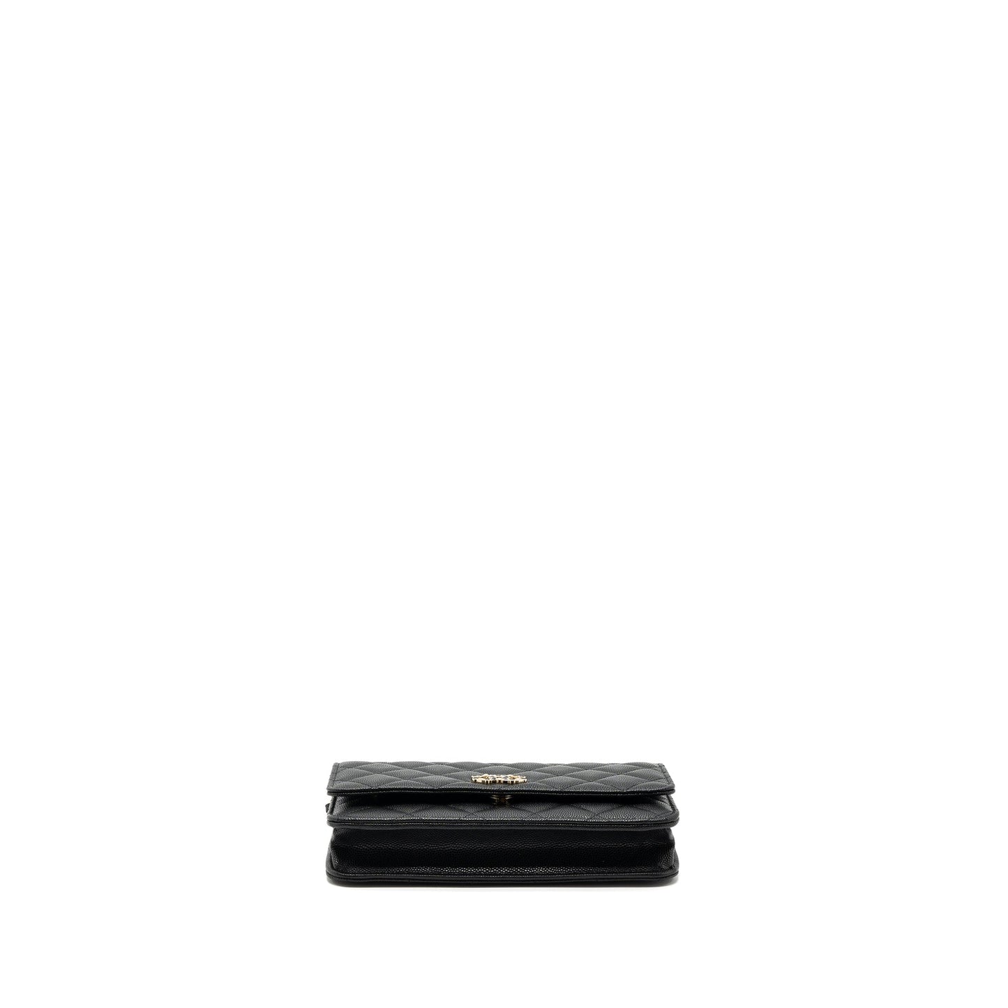 Chanel 23k Detailed CC Logo Wallet On Chain Caviar Black L (microchip)