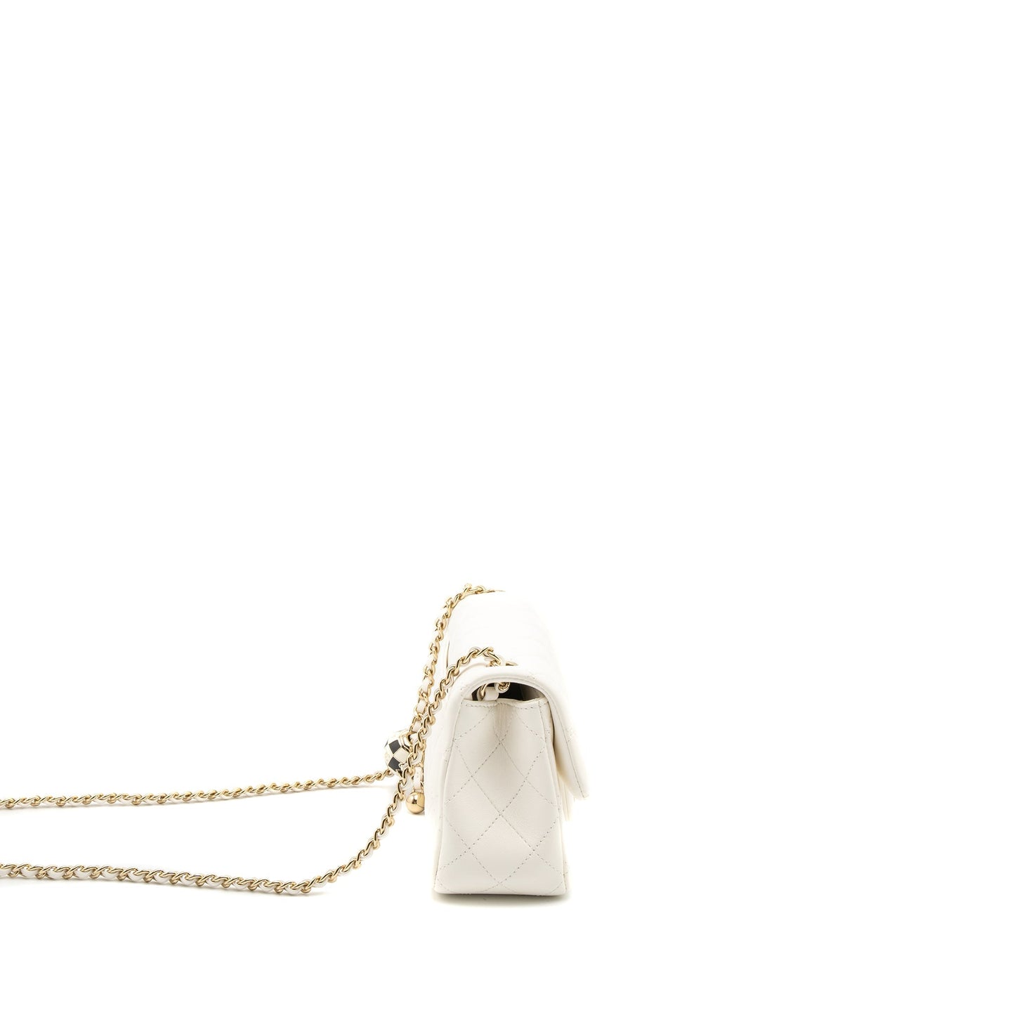 Chanel 23C Pearl Crush Mini Rectangular Flap Bag Lambskin White L (Microchip)