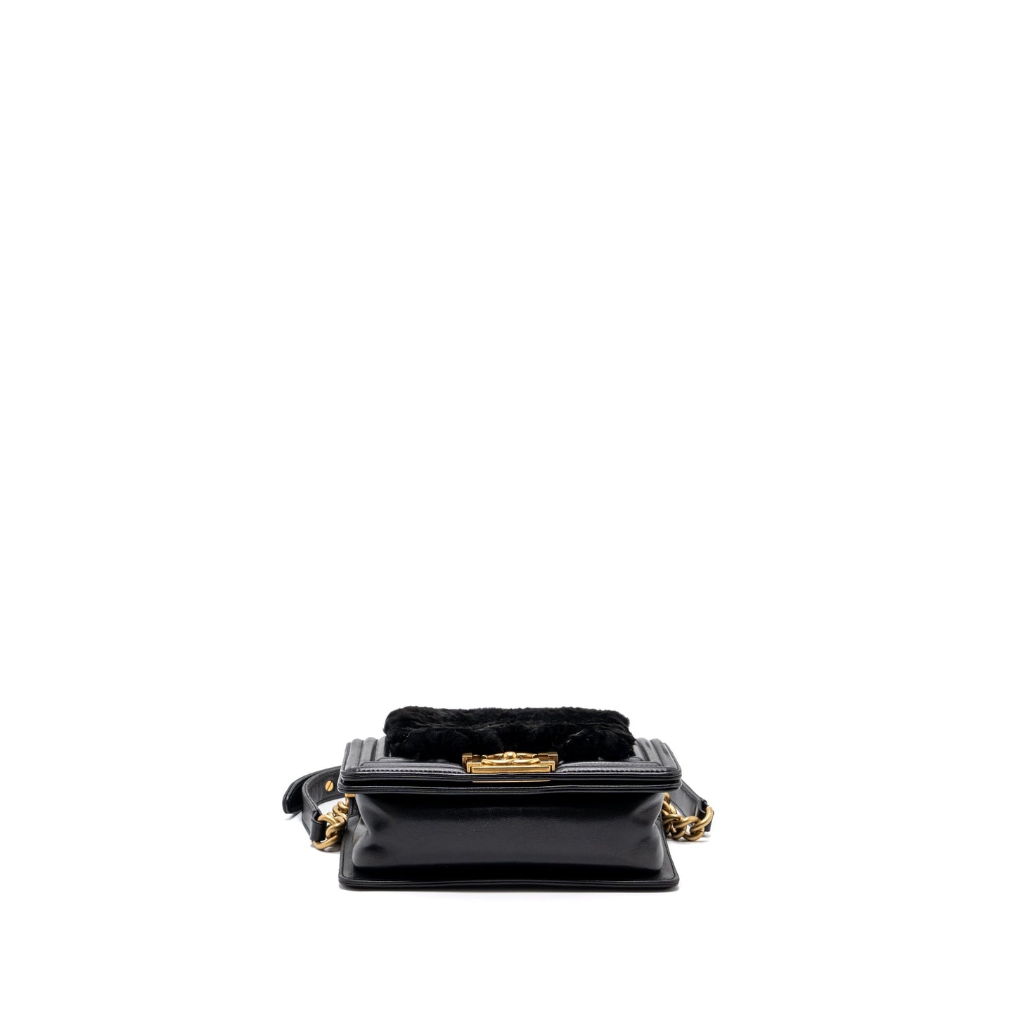 Chanel Small Boy Bag Rabbit Hair Limited Edition Lambskin Black