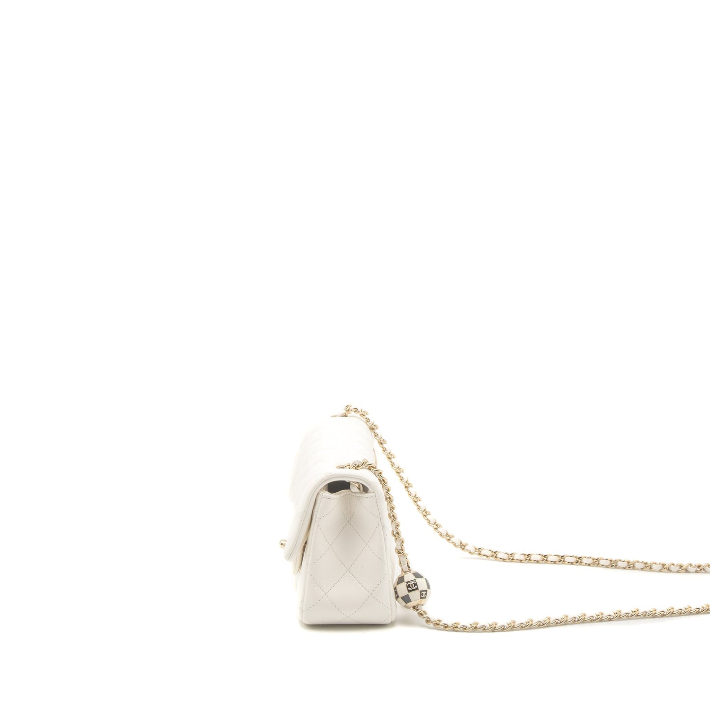 Chanel 23C Pearl Crush Mini Rectangular Flap Bag Lambskin White L (Microchip)