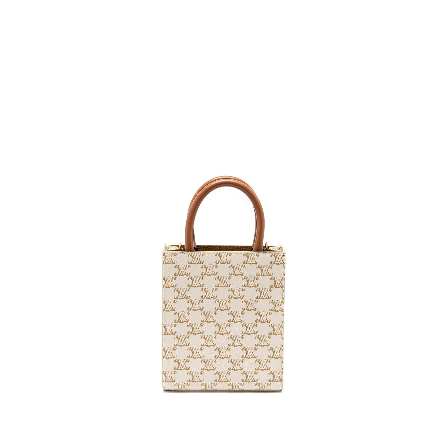 Celine Mini Vertical Cabas in Triomphe Canvas/Calfskin White