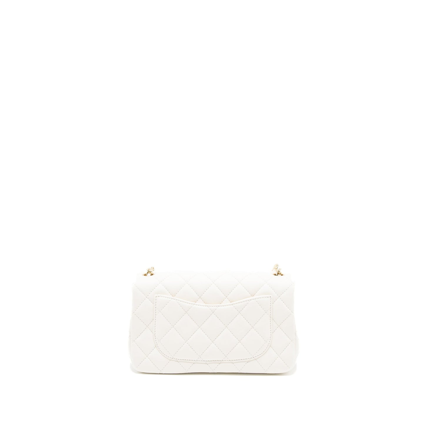 Chanel 23C Pearl Crush Mini Rectangular Flap Bag Lambskin White L (Microchip)