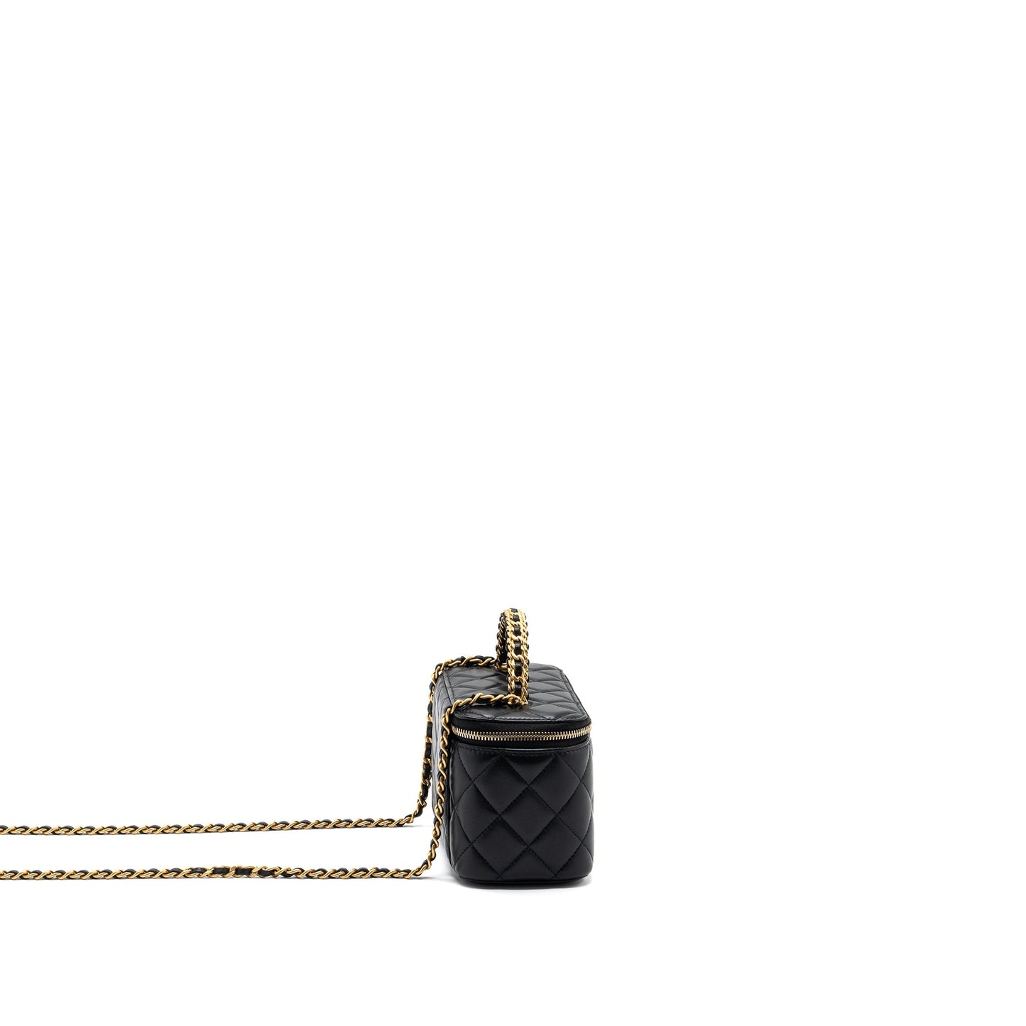 Chanel Top Handle Long Vanity Lambskin Black  (microchip)