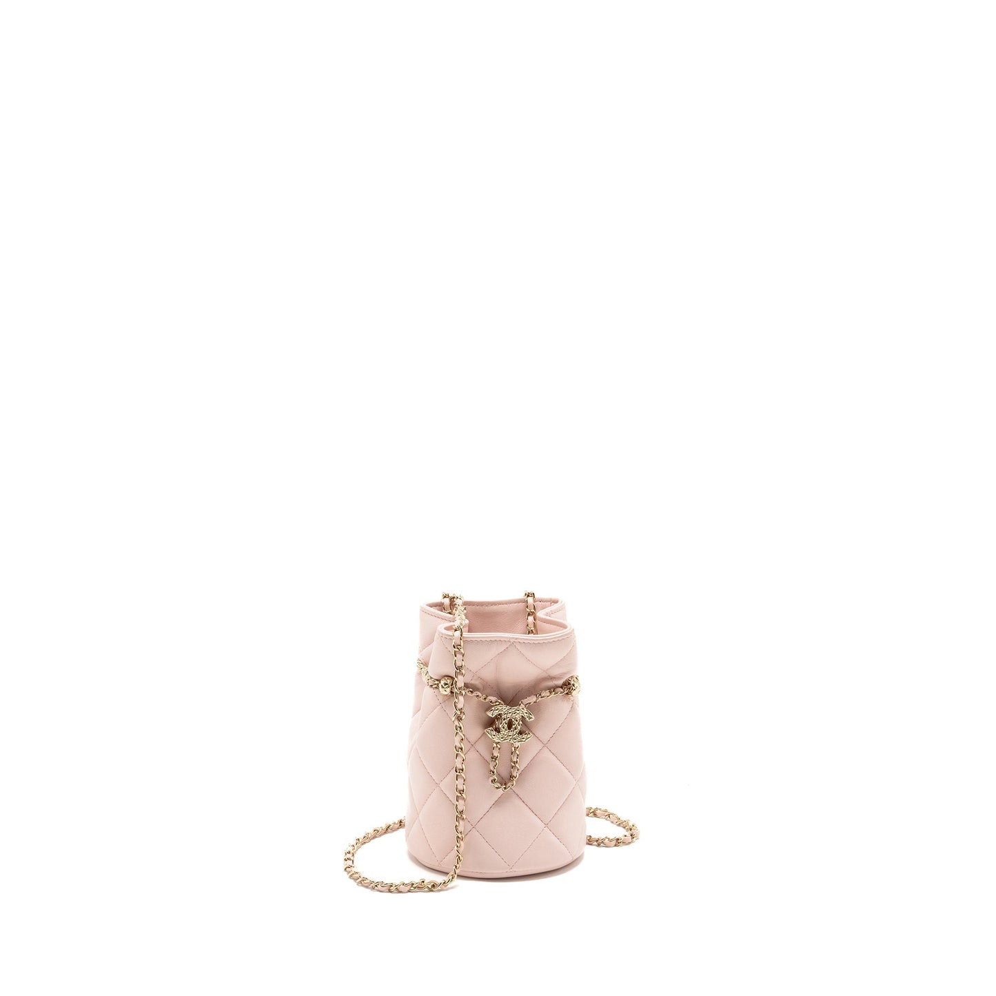 Chanel Mini Drawstring Bucket Bag Lambskin Pink L