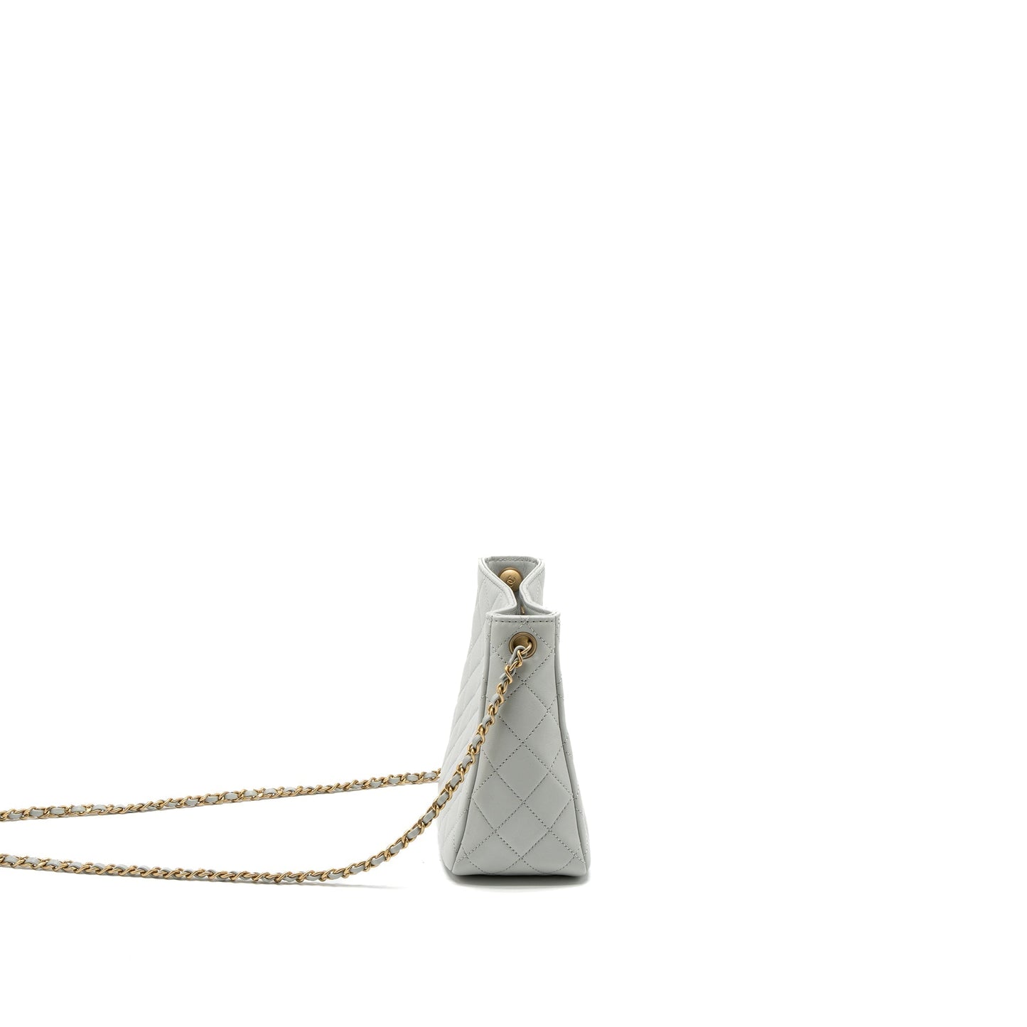 Chanel Pearl Crush Hobo Bag Lambskin Light Grey Brushed  (Microchip)