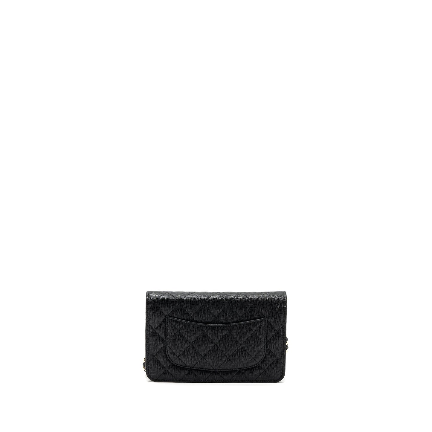 Chanel 23k Detailed CC Logo Wallet On Chain Caviar Black L (microchip)