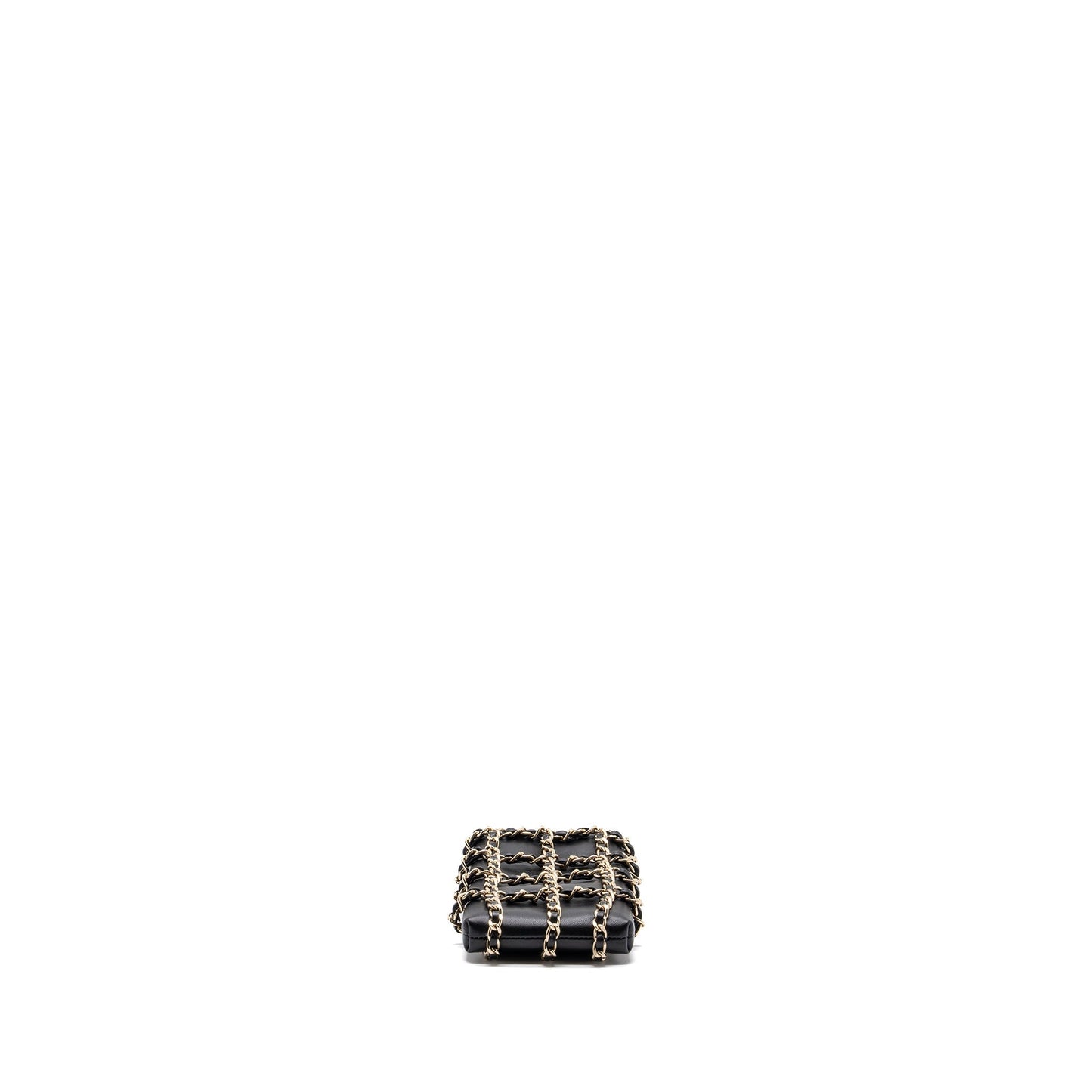 Chanel Gold Clutch O Chain Phone Holder Lambskin Black L
