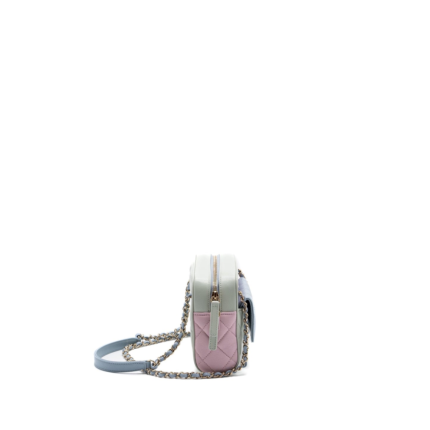 Chanel small camera bag goatskin multicolor green / blue / pink L