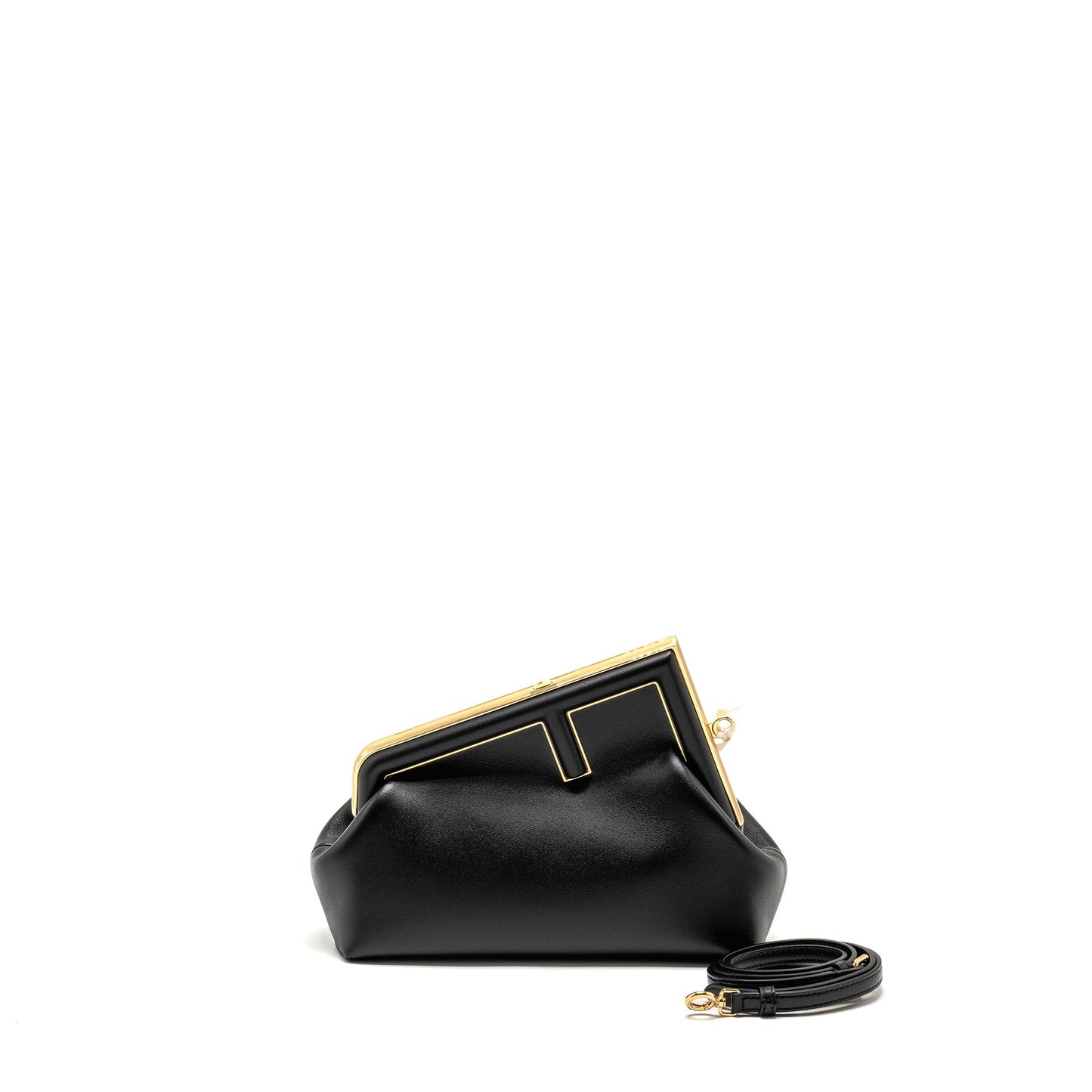 Fendi Small Fendi First Clutch Purse Nappa Black