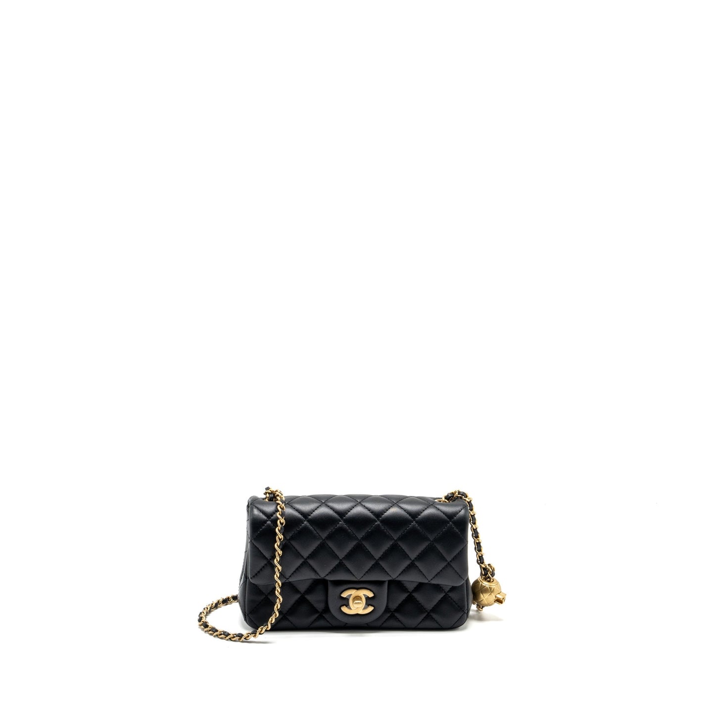 Chanel Pearl Crush Mini Rectangular Flap Bag Lambskin Black  (microchip)