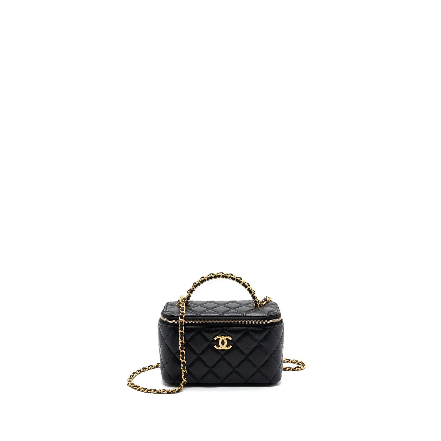 Chanel Top Handle Long Vanity Lambskin Black  (microchip)