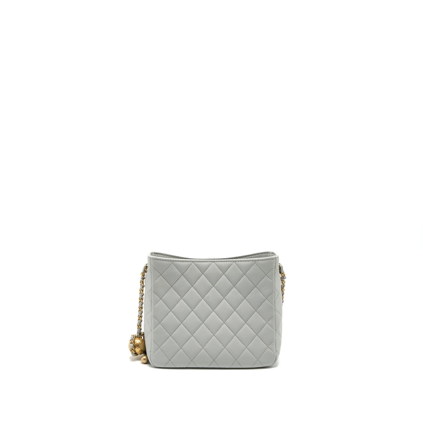 Chanel Pearl Crush Hobo Bag Lambskin Light Grey Brushed  (Microchip)