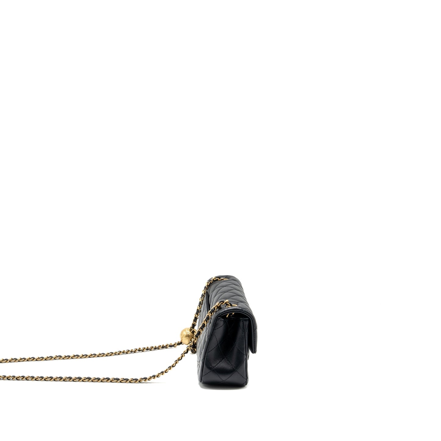 Chanel Pearl Crush Mini Rectangular Flap Bag Lambskin Black  (microchip)