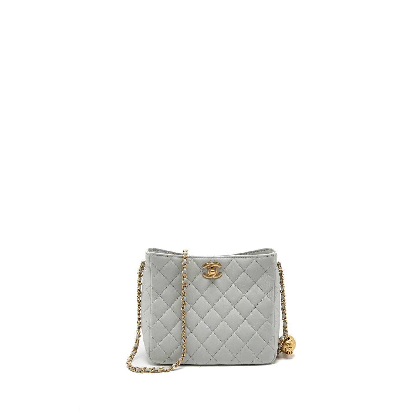 Chanel Pearl Crush Hobo Bag Lambskin Light Grey Brushed  (Microchip)