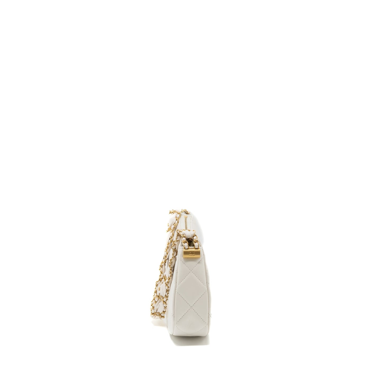 Chanel 23k Hobo Bag Calfskin White  (microchip)