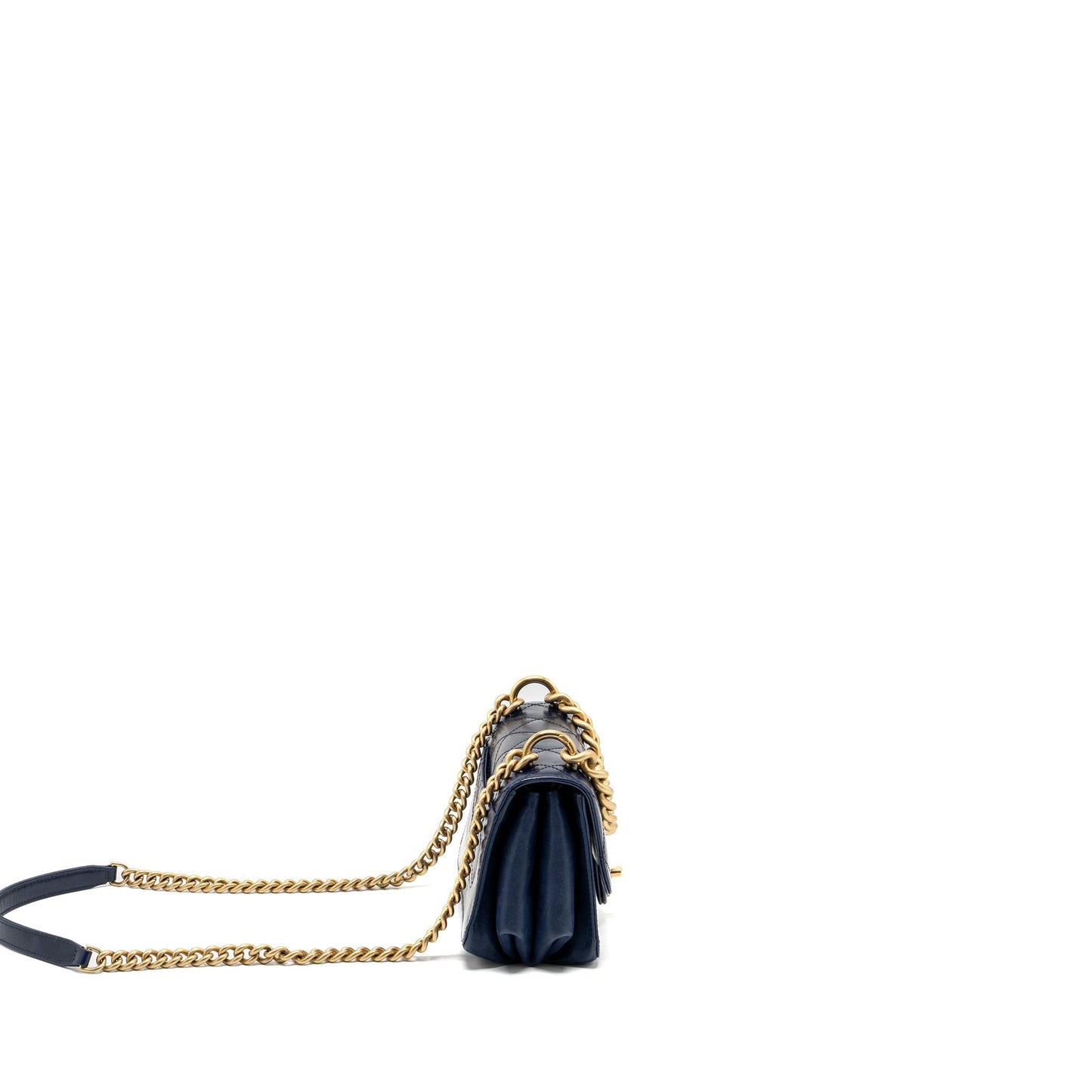 Chanel Quilted flap bag with chain handle calfskin dark blue