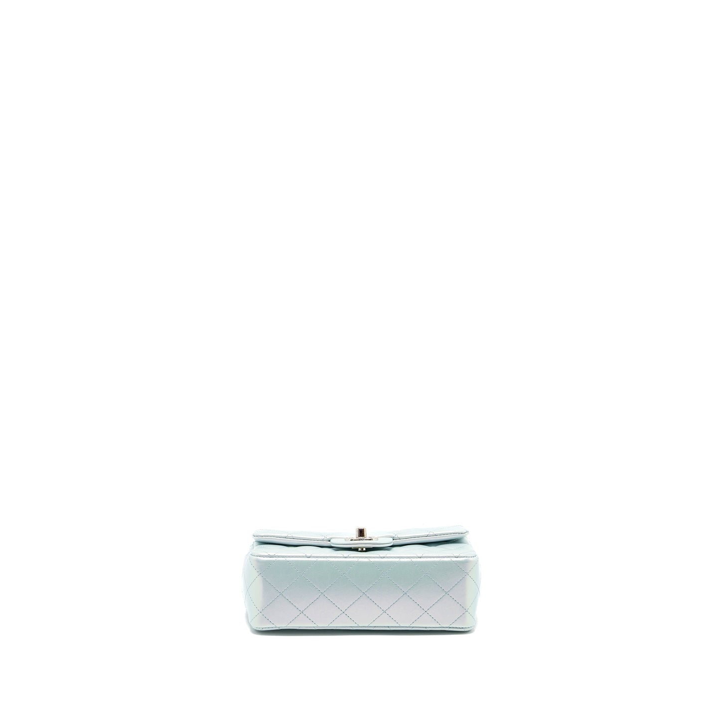 Chanel 21K mini rectangular flap bag calfskin iridescent light blue  (microchip)