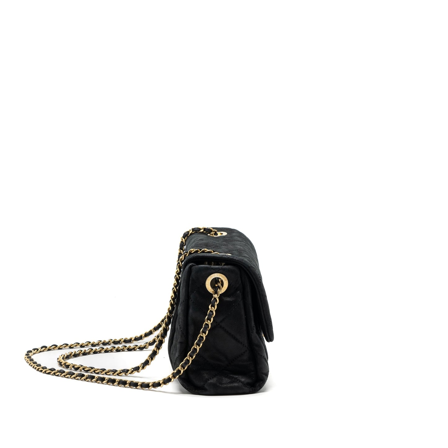 Chanel quilted seasonal flap bag Calfskin Iridescent black with
