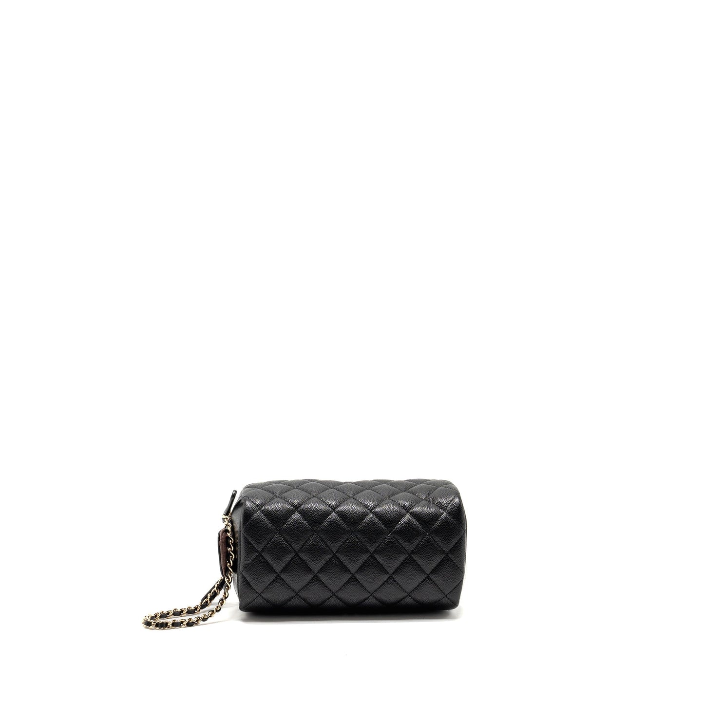 Chanel Double Zip Pouch Cosmetic Case Caviar Black  (Microchip)