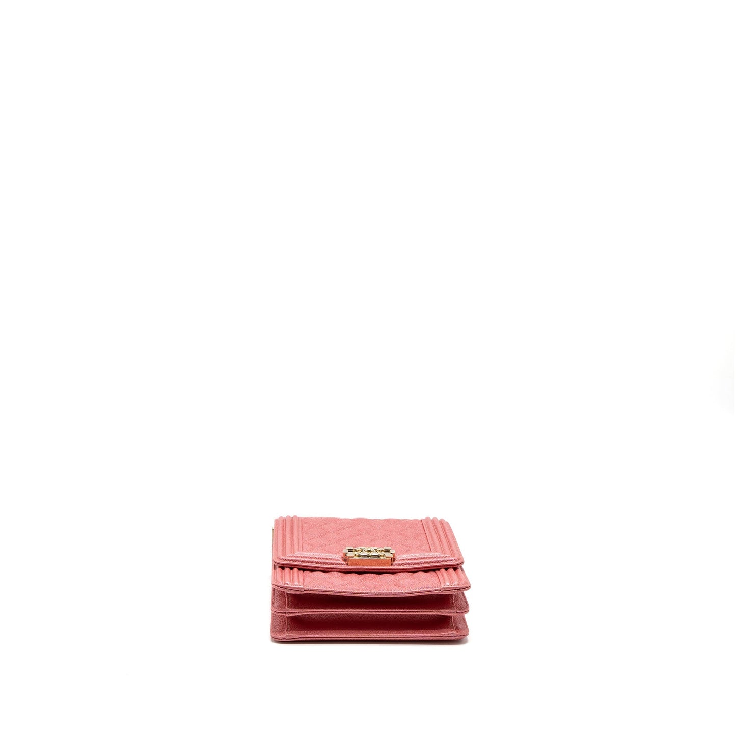 Chanel Vertical Boy Bag Metallic Grained Calfskin Pink L