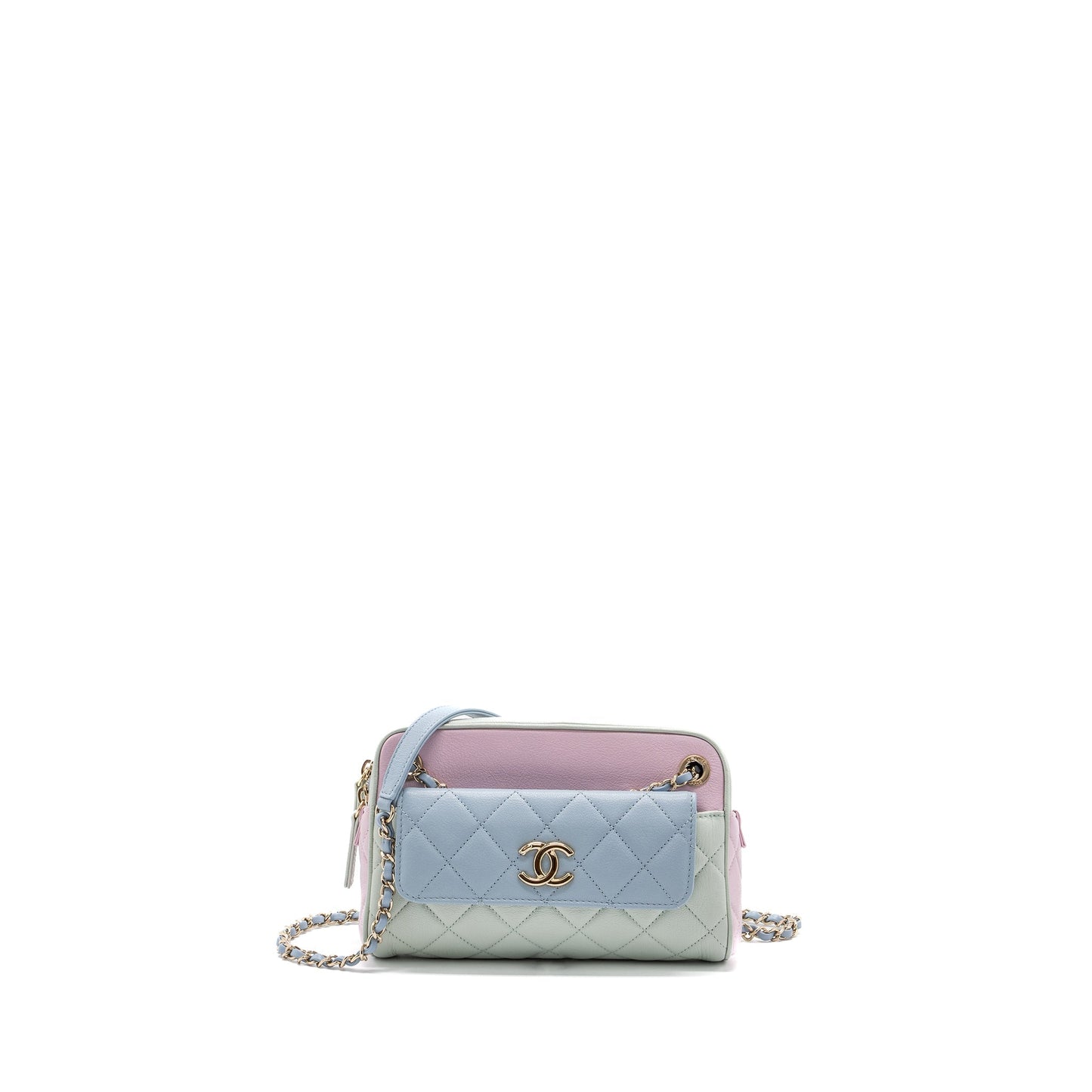Chanel small camera bag goatskin multicolor green / blue / pink L