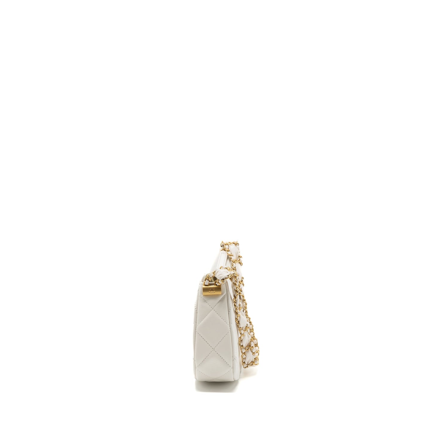 Chanel 23k Hobo Bag Calfskin White  (microchip)