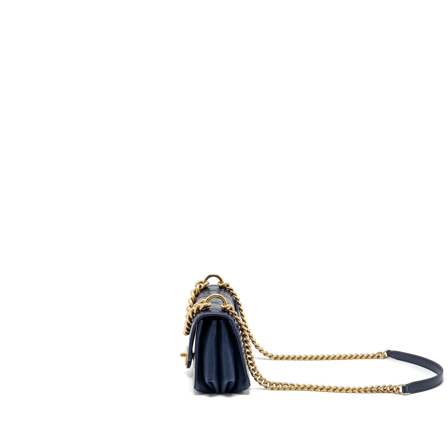 Chanel Quilted flap bag with chain handle calfskin dark blue