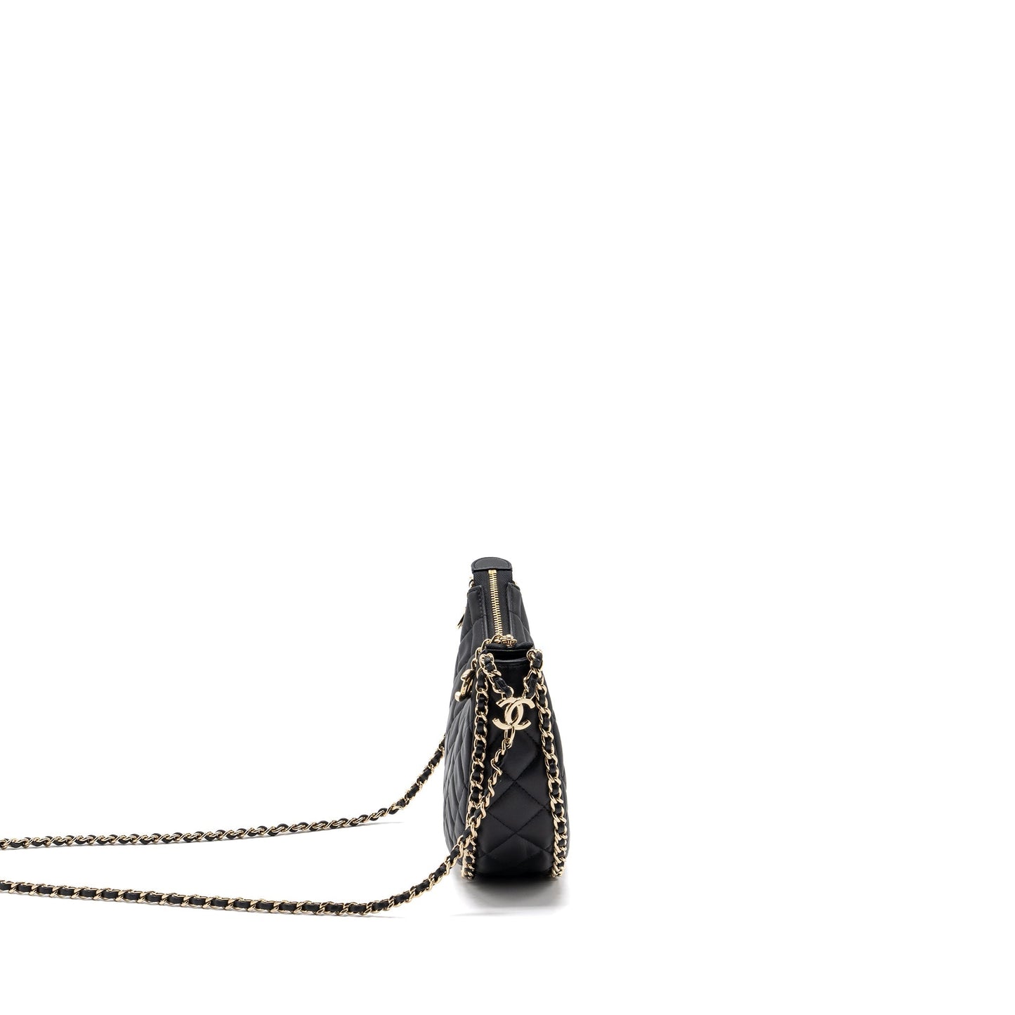 Chanel Small Moon Hobo Bag Lambskin Black L (microchip)
