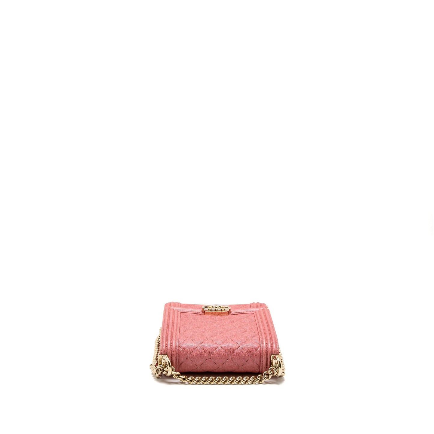 Chanel Vertical Boy Bag Metallic Grained Calfskin Pink L