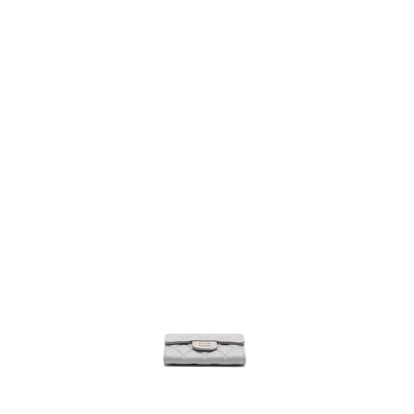 Chanel Classic Flap Card Holder Caviar Light Grey L