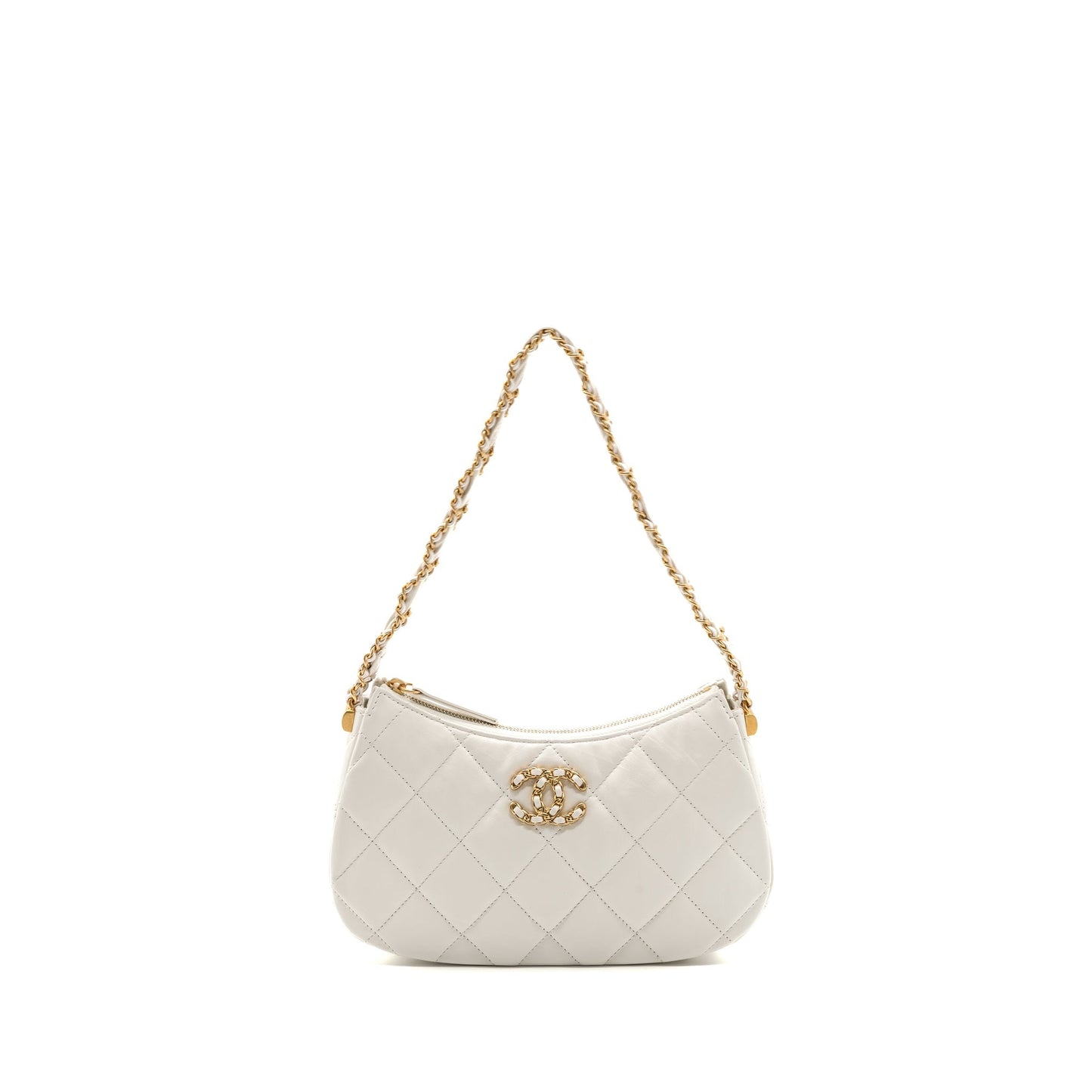 Chanel 23k Hobo Bag Calfskin White  (microchip)