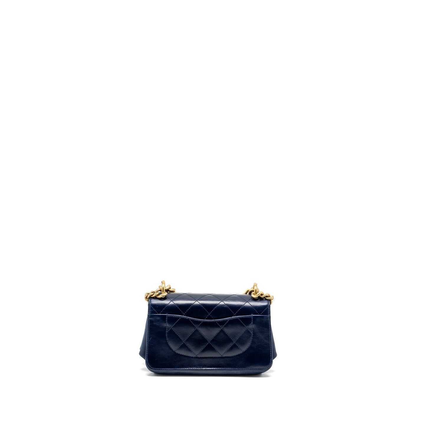 Chanel Quilted flap bag with chain handle calfskin dark blue