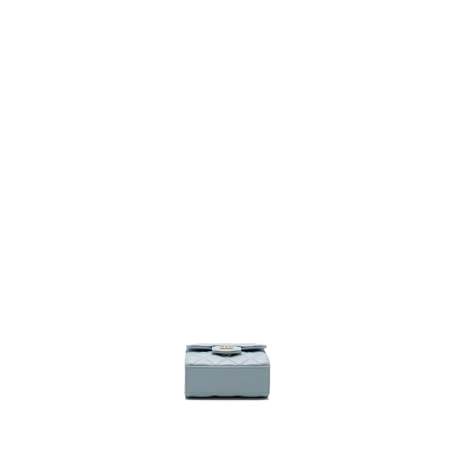 Chanel top handle mini flap bag lambskin light blue L