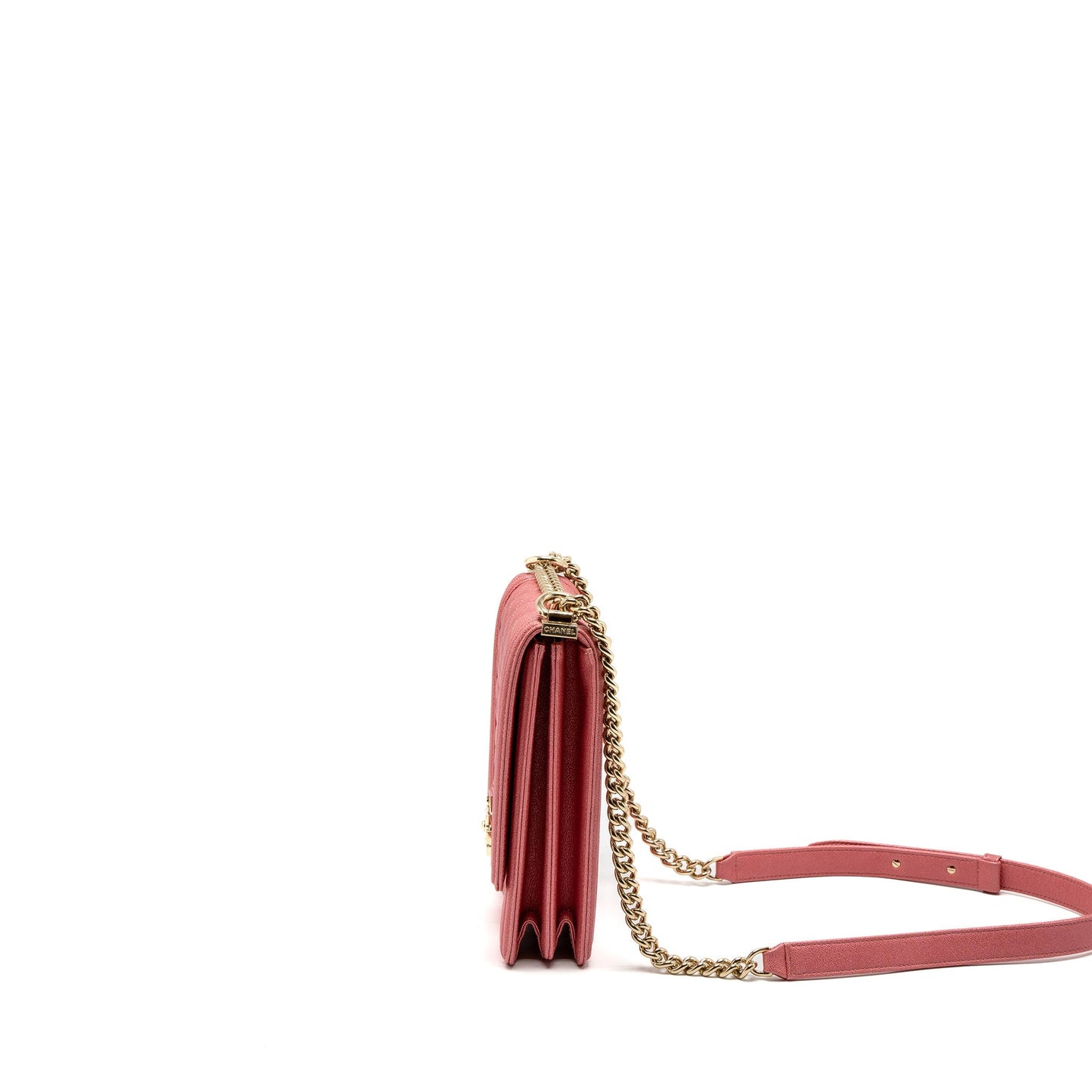 Chanel Vertical Boy Bag Metallic Grained Calfskin Pink L