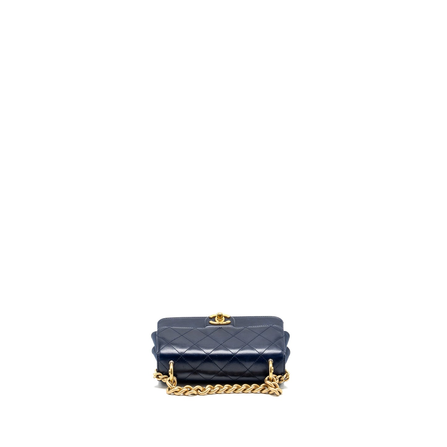 Chanel Quilted flap bag with chain handle calfskin dark blue